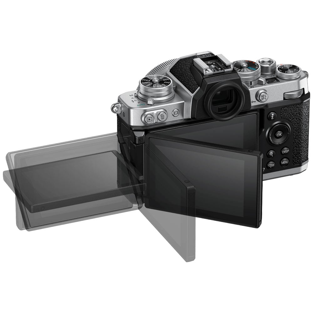 Nikon Z FC mirrorless camera with 20.9MP DX sensor and compact 16-50mm f/3.5-6.3 VR lens, 4K video, and hybrid autofocus.