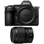 Nikon Z5 II full-frame mirrorless camera paired with fast 35mm f/1.4 prime lens, featuring 24.5MP BSI sensor, EXPEED 7 processor, and 4K UHD video.