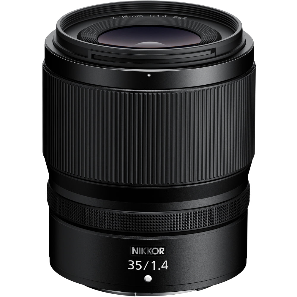 Nikon Z5 II full-frame mirrorless camera paired with fast 35mm f/1.4 prime lens, featuring 24.5MP BSI sensor, EXPEED 7 processor, and 4K UHD video.