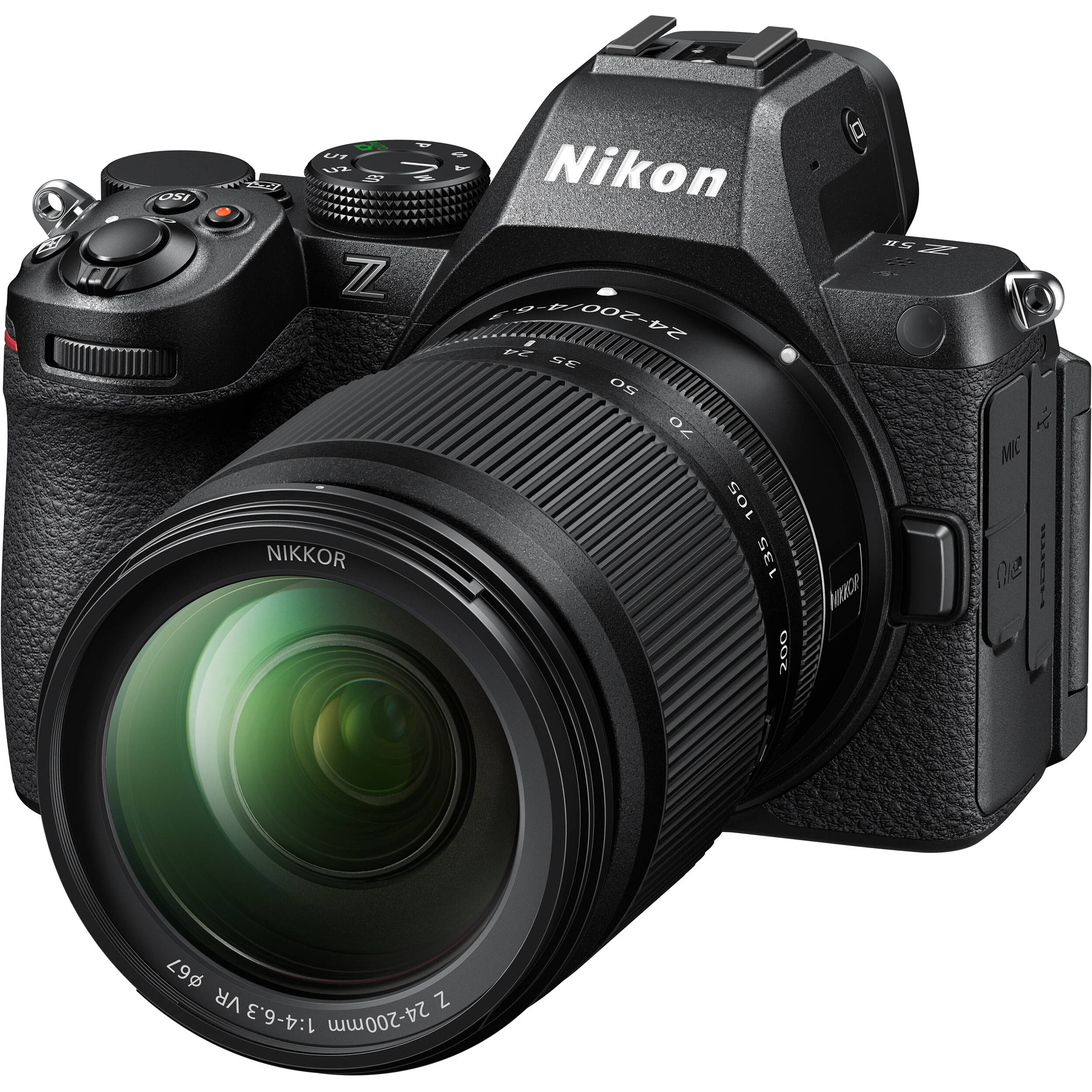Nikon Z5 II full-frame mirrorless camera with versatile 24-200mm f/4-6.3 VR zoom lens, 24.5MP sensor, EXPEED 7 processor, and 4K UHD video.
