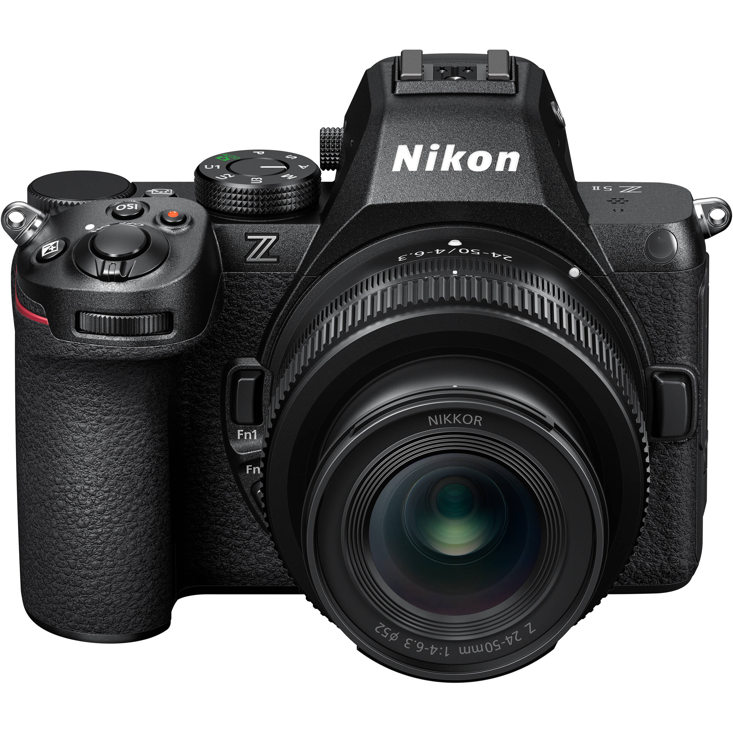 Nikon Z5 II full-frame mirrorless camera with compact retractable 24-50mm f/4-6.3 lens, 24.5MP sensor, EXPEED 7 processor, and 4K video.