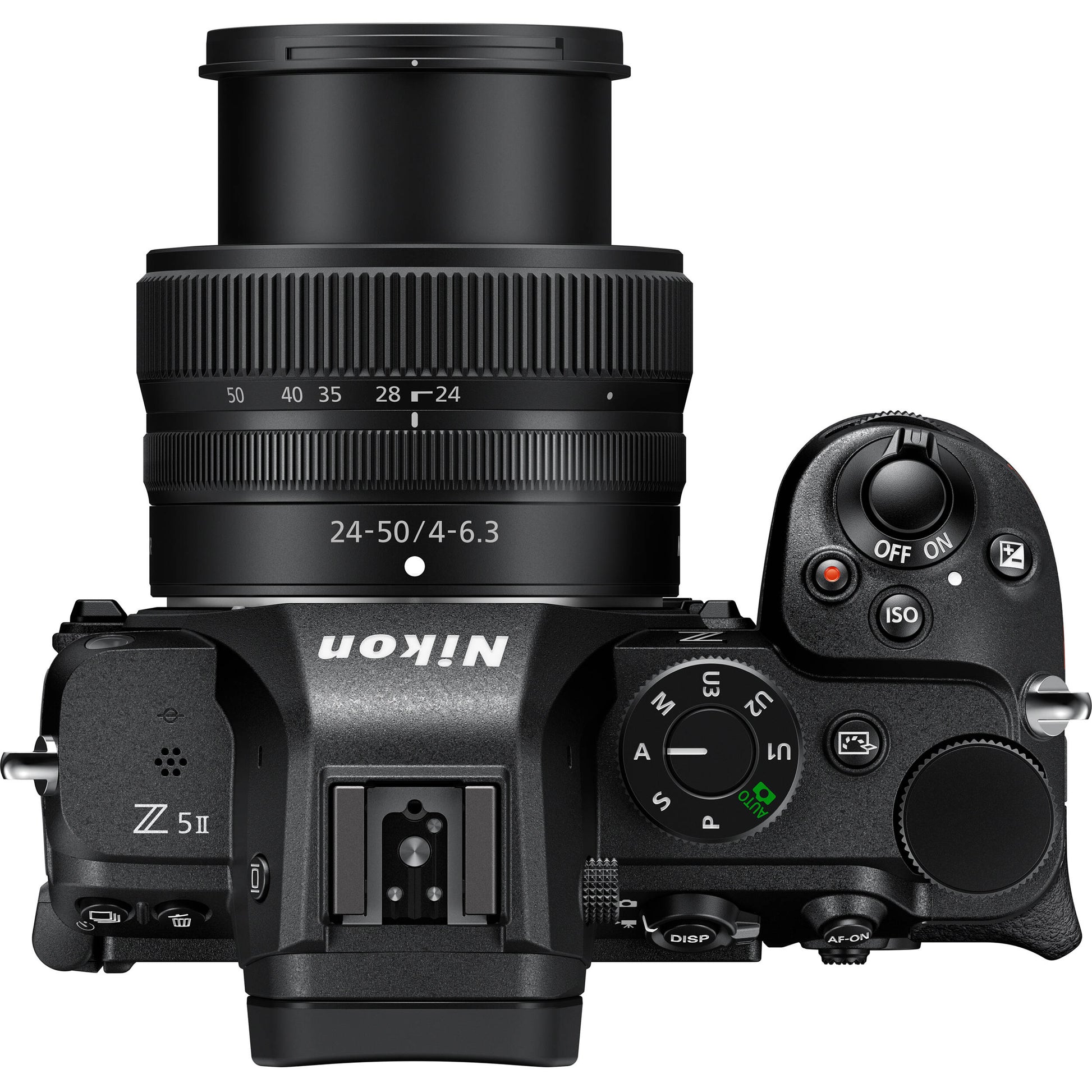Nikon Z5 II full-frame mirrorless camera with compact retractable 24-50mm f/4-6.3 lens, 24.5MP sensor, EXPEED 7 processor, and 4K video.