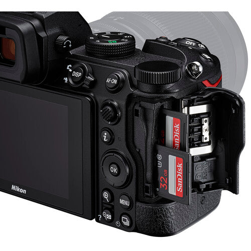 Nikon Z5 full-frame mirrorless camera with 24.3MP CMOS sensor, EXPEED 6 processor, paired with compact 24-50mm f/4-6.3 Z lens, featuring 4K UHD video.