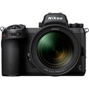 Nikon Z7 II full-frame mirrorless camera with 45.7MP BSI CMOS sensor, dual EXPEED 6 processors, paired with versatile 24-70mm f/4 S lens, 4K UHD 60p video.