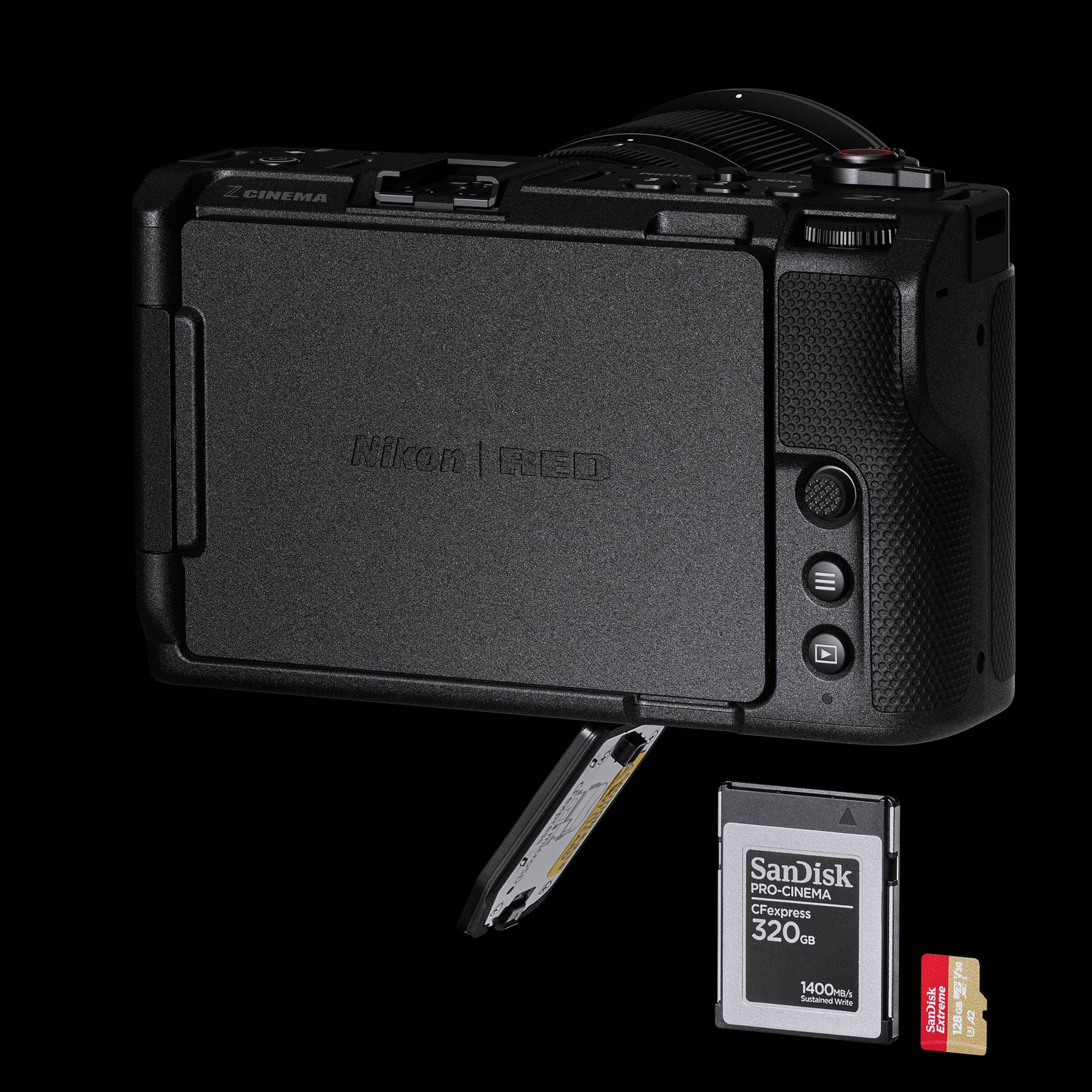 Nikon ZR 6K full-frame cinema camera with REDCODE RAW, 32-bit audio, stabilisation, and Z-mount lens support.