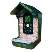 Num Axes bird feeder camera with 1.3MP color CMOS sensor, 120° wide-angle lens, PIR motion detection, infrared night vision, solar panel power, and Full HD 1080p video.