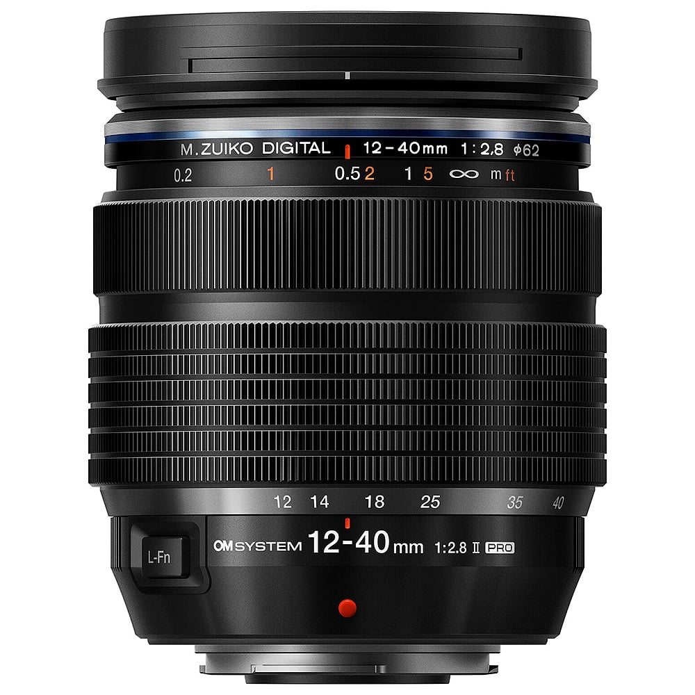 OM System OM-1 Mark II mirrorless camera with 20MP stacked BSI Live MOS sensor, TruePic X processor, paired with versatile 12-40mm Pro II lens, 5-axis IBIS with 8.5 EV, 4K 60p video, and advanced AI autofocus.