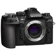 OM System OM-1 Mark II mirrorless camera with 20MP stacked BSI Live MOS sensor, TruePic X processor, 5-axis IBIS with 8.5 EV stops, 50 fps continuous shooting, 4K 60p video, and advanced AI autofocus.