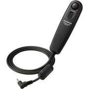 Olympus RM-CB2 remote release cable with 2.5mm mini stereo jack, designed for OM-D E-M1 Mark II and E-M5 Mark III, prevents camera shake, features bulb lock for long exposures.