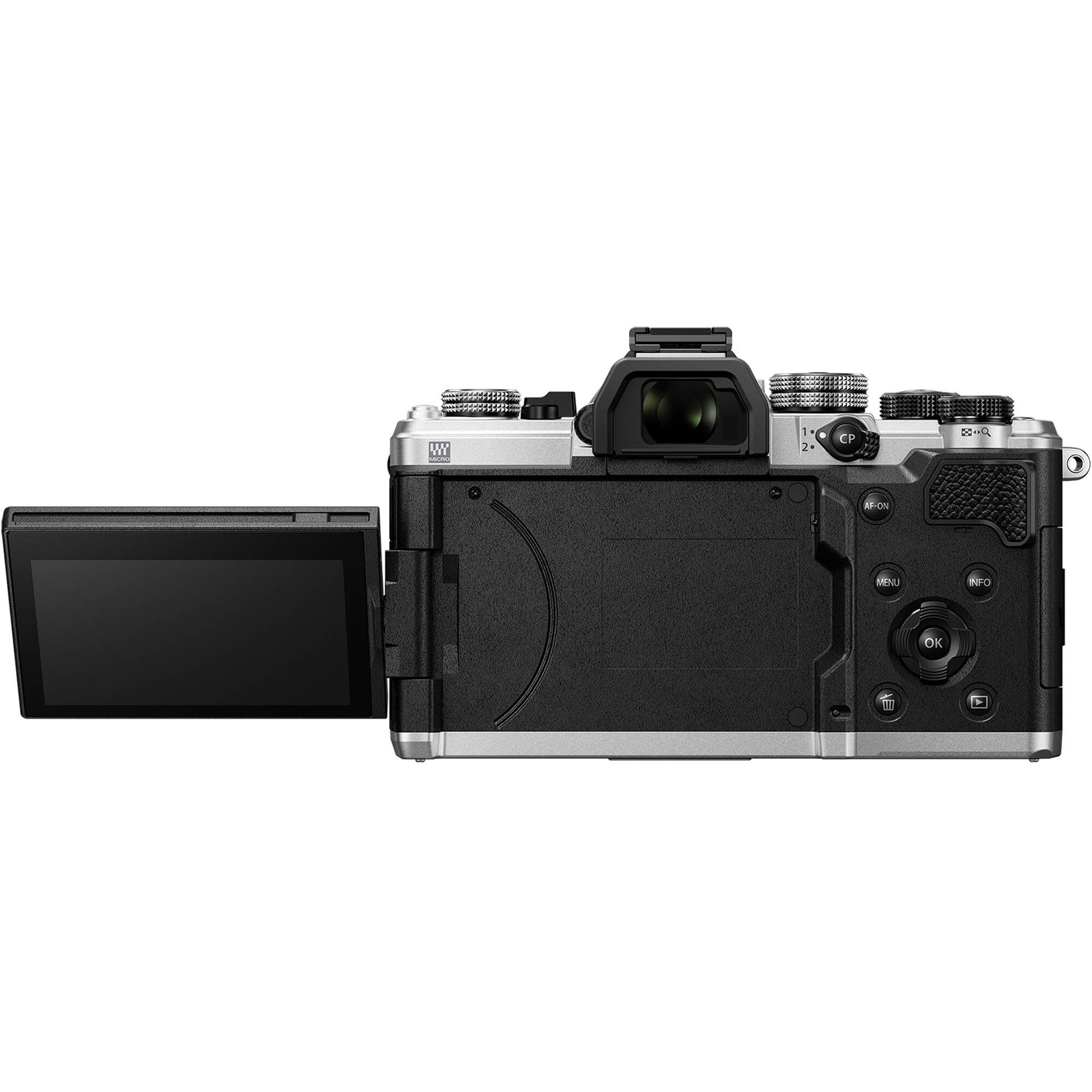 OM System OM-3 mirrorless camera with 20MP stacked BSI Live MOS sensor, TruePic X processor, 1053-point Quad Pixel AF covering 100% frame, up to 50 fps continuous AF burst, 4K 60p video, IP53 weather sealing, and 3-inch vari-angle touchscreen.
