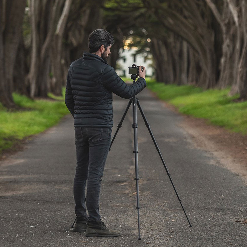 This lightweight travel tripod by Peak Design folds up to the size of a water bottle, offers uncompromising stability and durability.