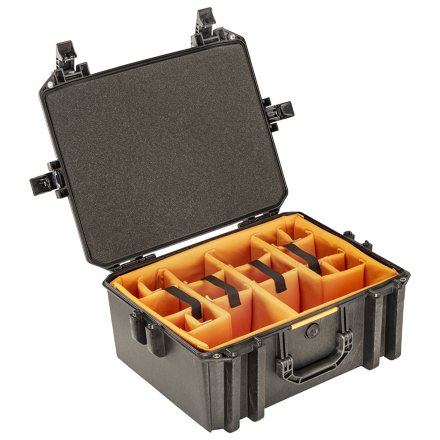 Pelican Vault 550 Case with padded dividers and gear.