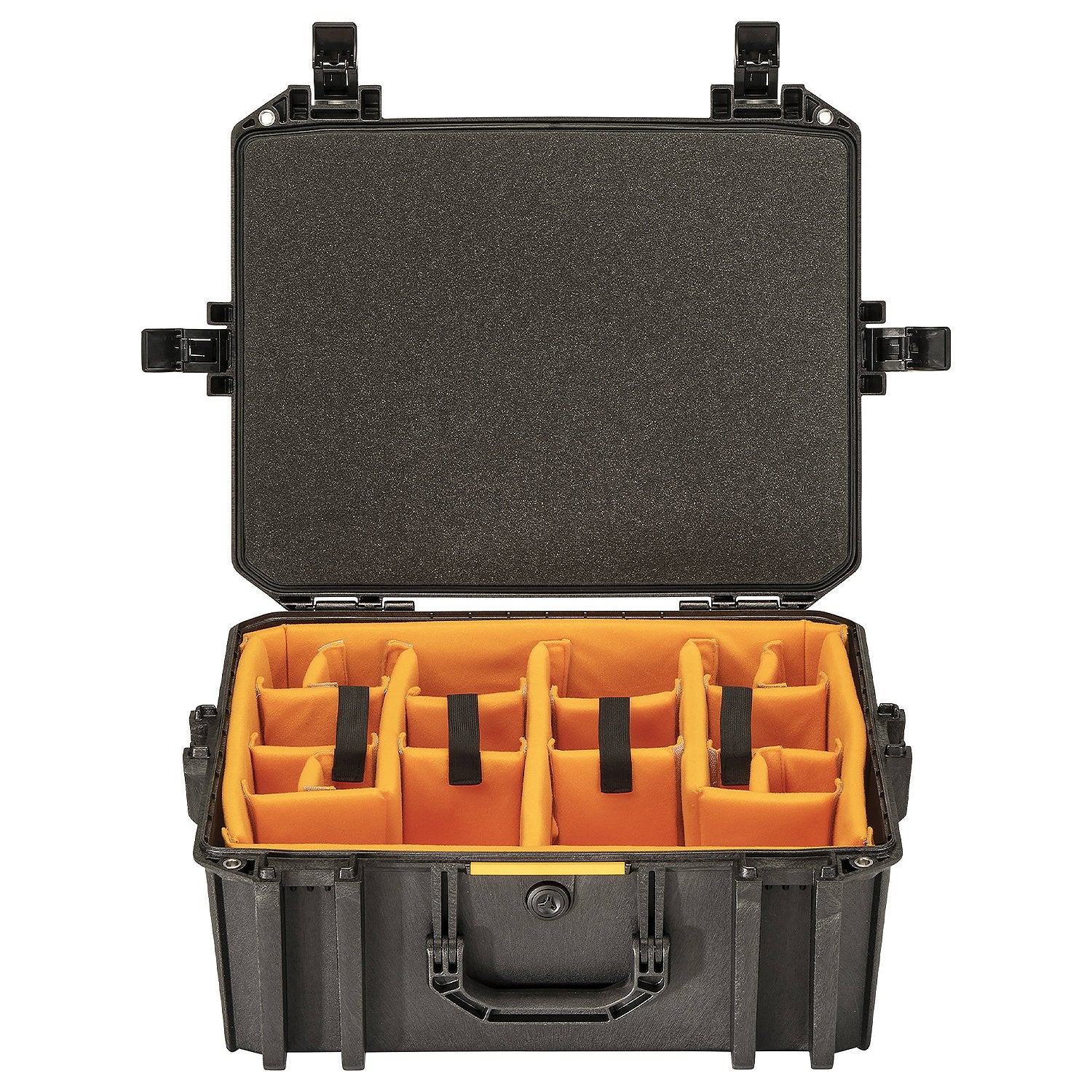 Pelican Vault 550 Case with padded dividers and gear.
