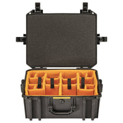 Pelican Vault 550 Case with padded dividers and gear.