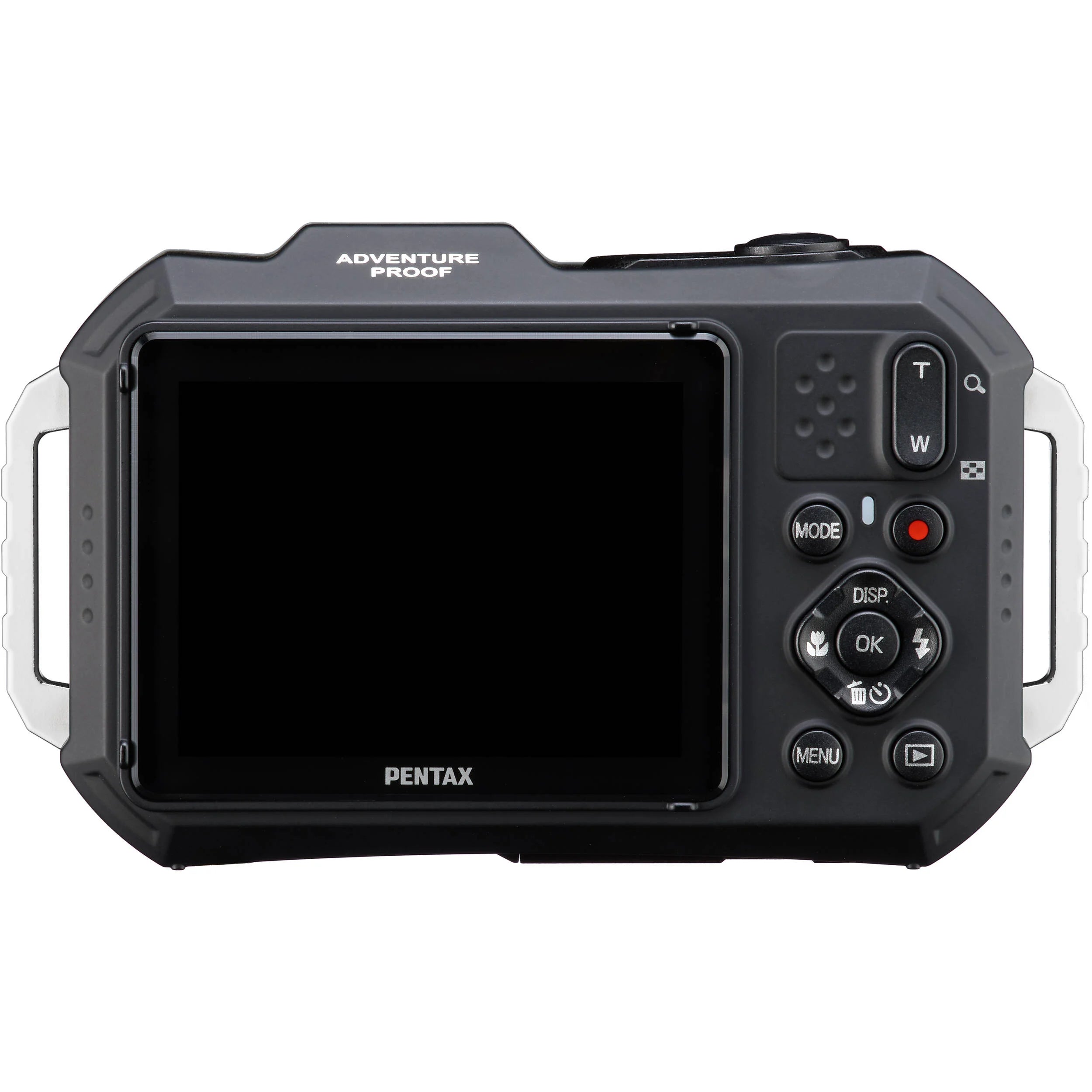 Pentax WG-1000 rugged compact camera in grey, waterproof to 15m, shockproof, with 16.35MP sensor and 4x optical zoom.