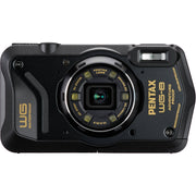 Pentax WG-8 rugged waterproof camera in black with 20MP sensor, 5x optical zoom, 4K video, and durable build for outdoor use.