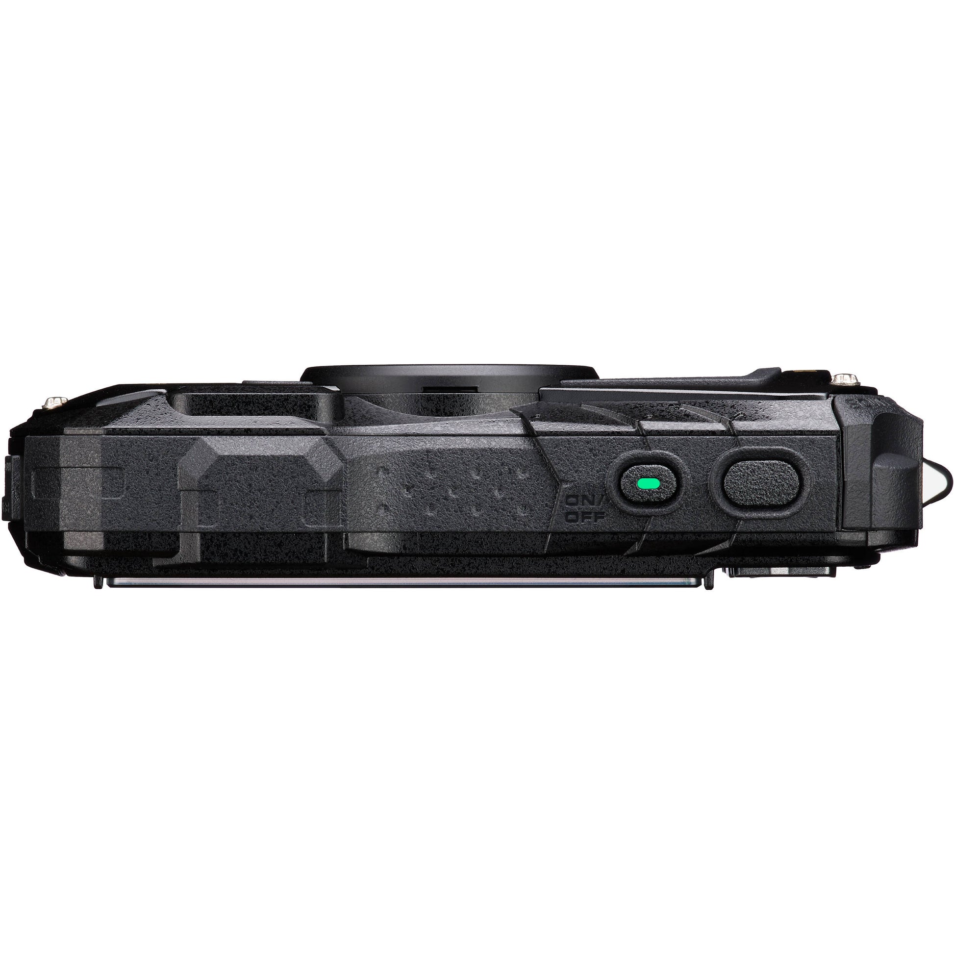 Pentax WG-90 rugged waterproof camera in black with 16MP BSI CMOS sensor, 5x optical zoom, 1cm macro mode, and 2.7-inch AR-coated LCD.