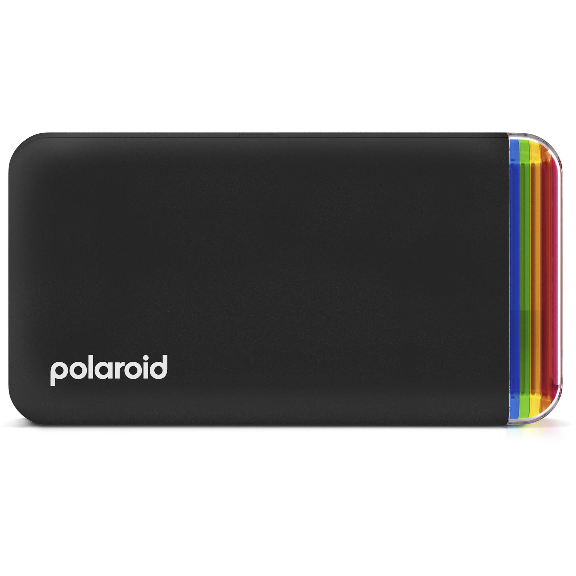 Polaroid Hi-Print 2x3 Pocket Photo Printer Gen 2 Everything Box in black, Bluetooth-enabled with rechargeable 620mAh battery, dye sublimation printing, 291 dpi resolution, prints 2.1 x 3.4 inch sticky-back photos, made with 30% recycled materials, includes 2 paper cartridges (40 sheets).