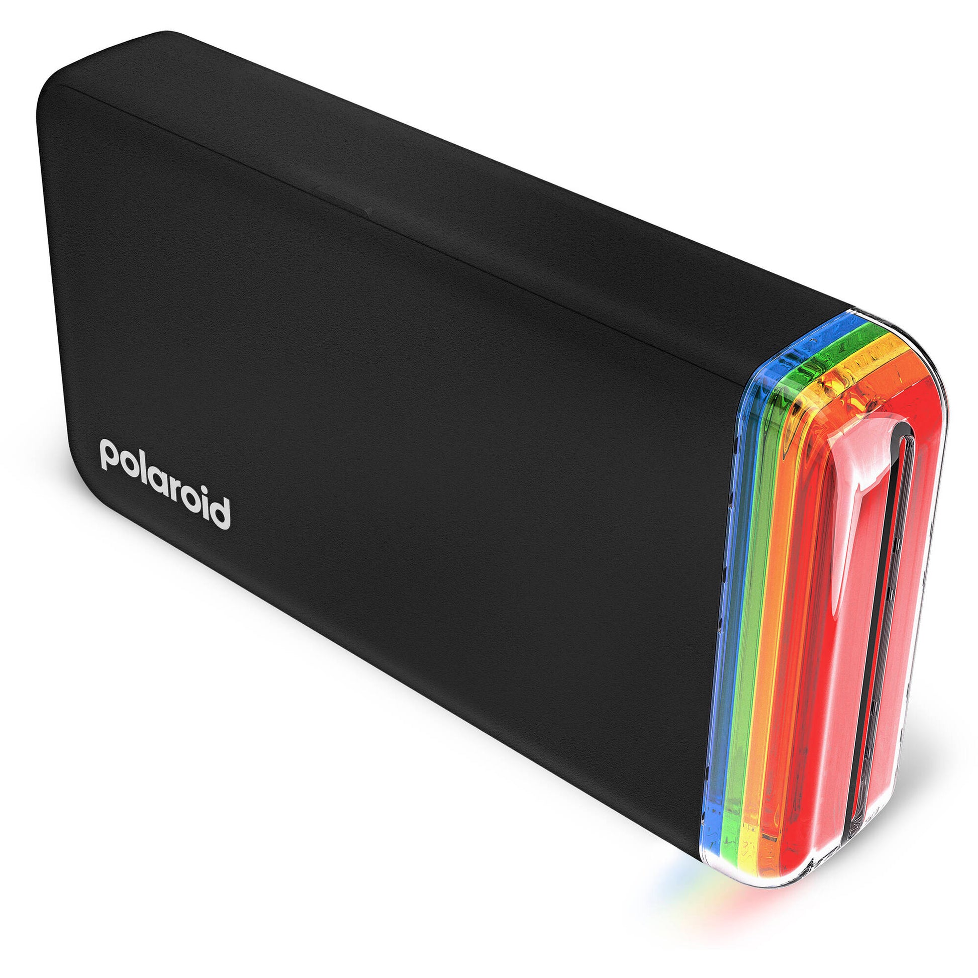 Polaroid Hi-Print 2x3 Pocket Photo Printer Gen 2 Everything Box in black, Bluetooth-enabled with rechargeable 620mAh battery, dye sublimation printing, 291 dpi resolution, prints 2.1 x 3.4 inch sticky-back photos, made with 30% recycled materials, includes 2 paper cartridges (40 sheets).