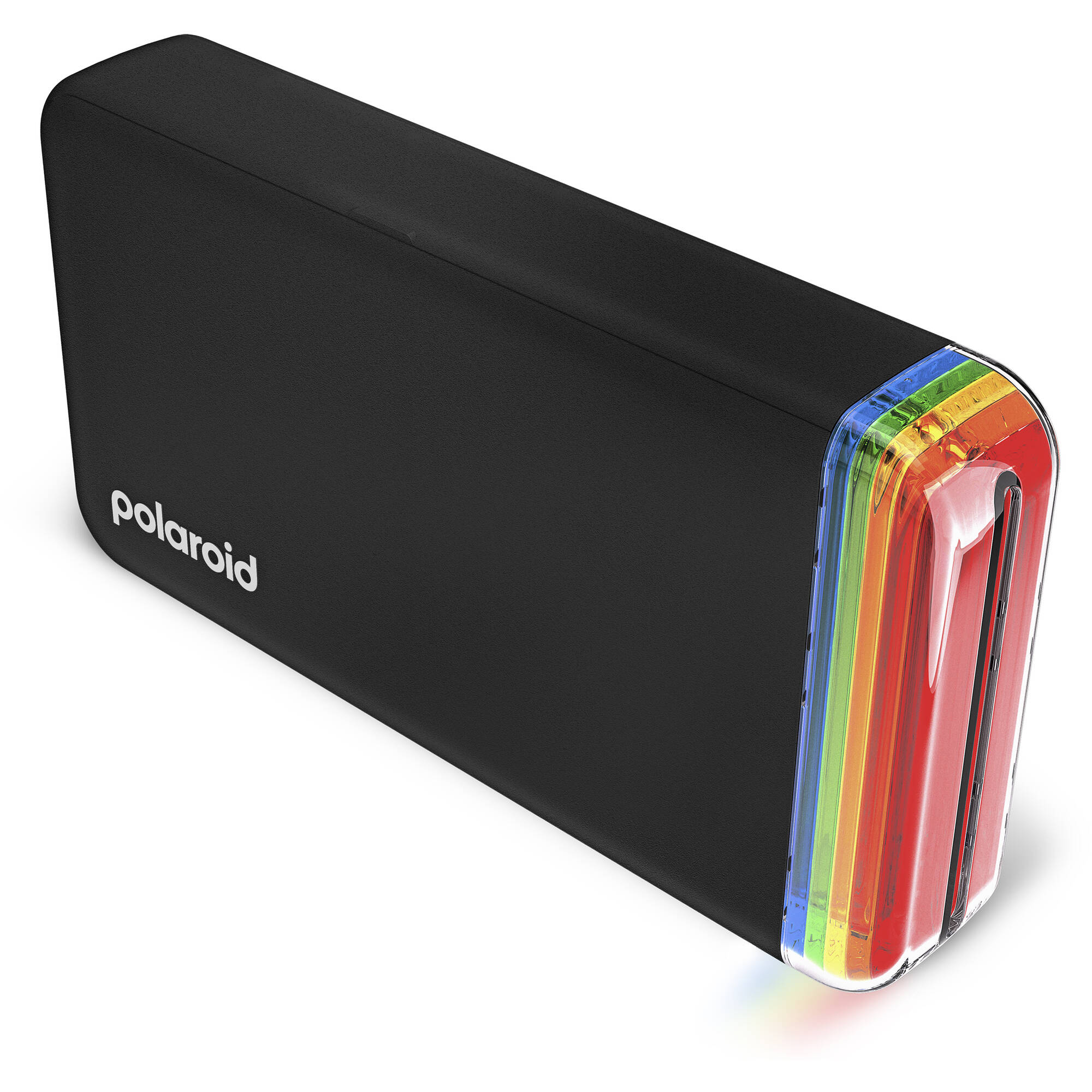 Polaroid Hi-Print 2x3 Pocket Photo Printer Gen 2 Everything Box in black, Bluetooth-enabled with rechargeable 620mAh battery, dye sublimation printing, 291 dpi resolution, prints 2.1 x 3.4 inch sticky-back photos, made with 30% recycled materials, includes 2 paper cartridges (40 sheets).