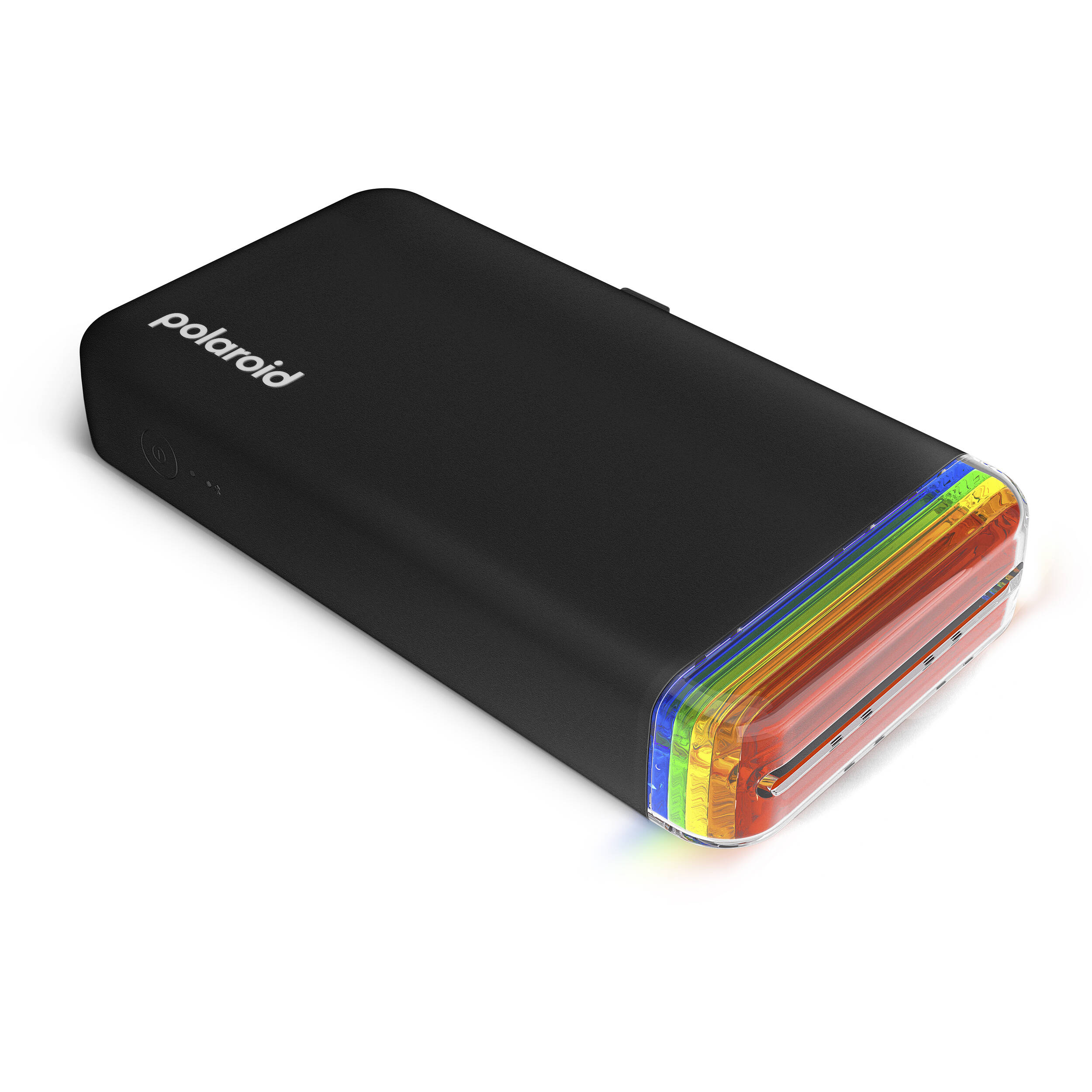 Polaroid Hi-Print 2x3 Pocket Photo Printer Gen 2 Everything Box in black, Bluetooth-enabled with rechargeable 620mAh battery, dye sublimation printing, 291 dpi resolution, prints 2.1 x 3.4 inch sticky-back photos, made with 30% recycled materials, includes 2 paper cartridges (40 sheets).