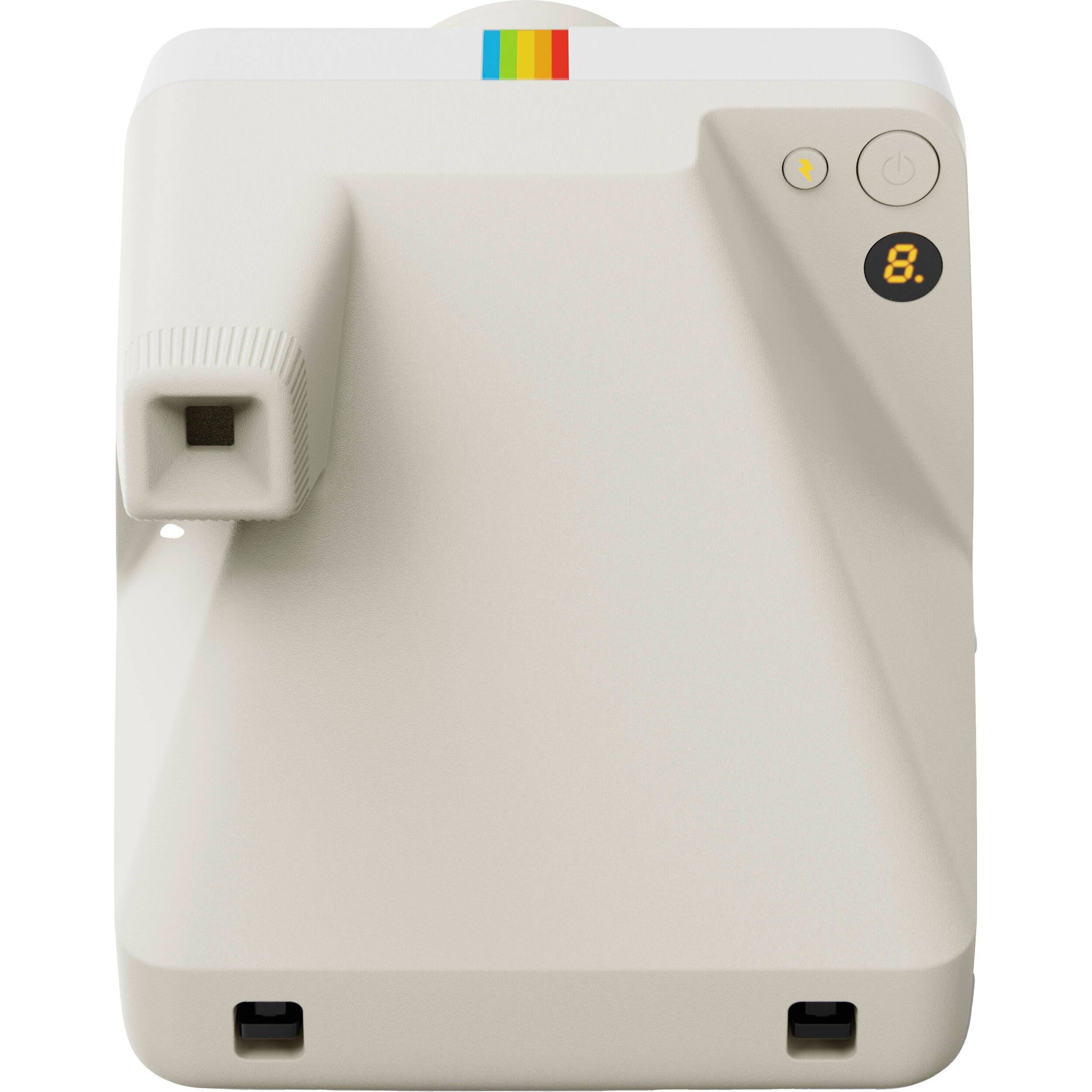 Polaroid Now Generation 3 Starter Set in white featuring upgraded two-lens autofocus, double exposure and self-timer modes, built-in tripod mount, USB-C rechargeable battery, made with 40% recycled plastics, compatible with Polaroid i-Type and 600 film.