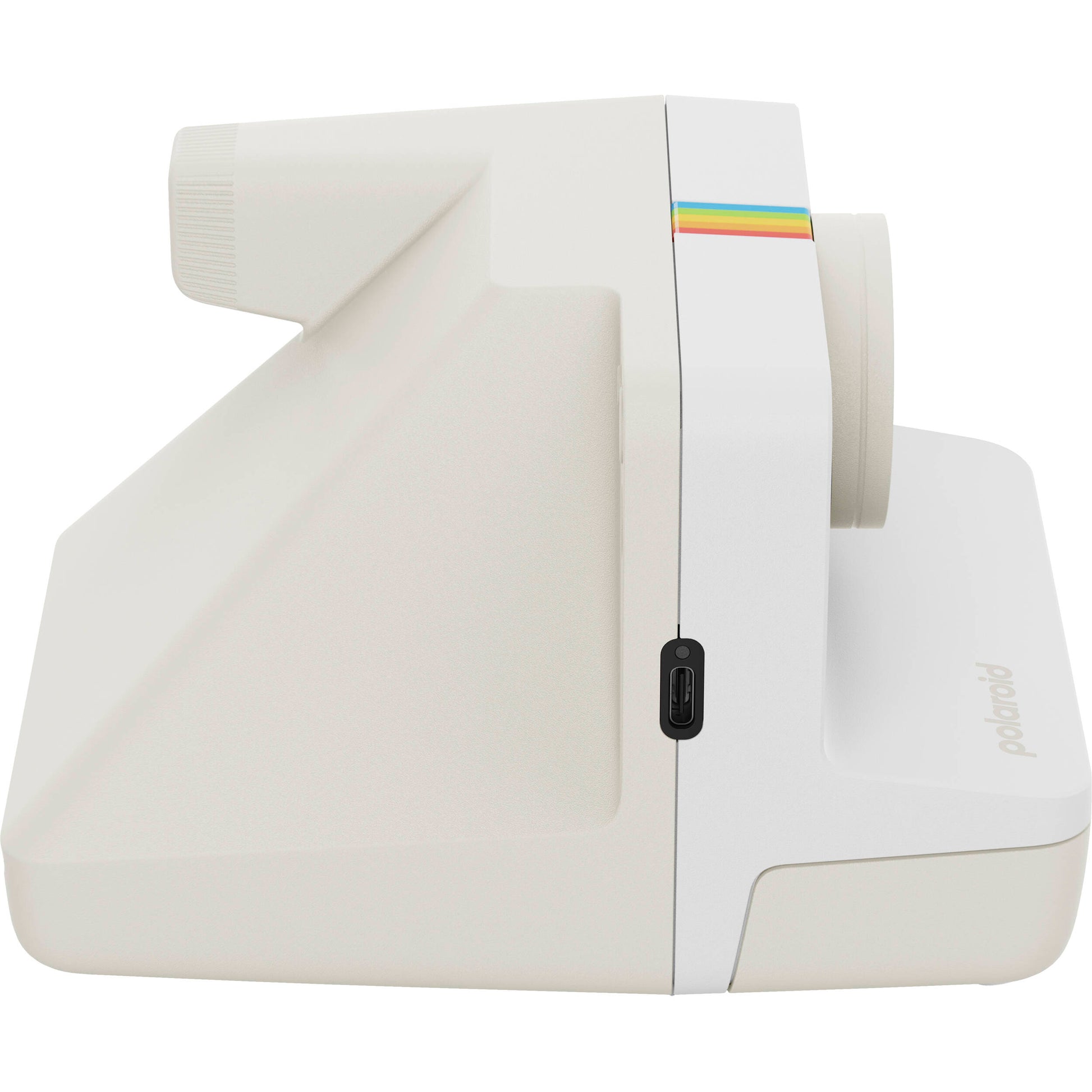 Polaroid Now Generation 3 Starter Set in white featuring upgraded two-lens autofocus, double exposure and self-timer modes, built-in tripod mount, USB-C rechargeable battery, made with 40% recycled plastics, compatible with Polaroid i-Type and 600 film.