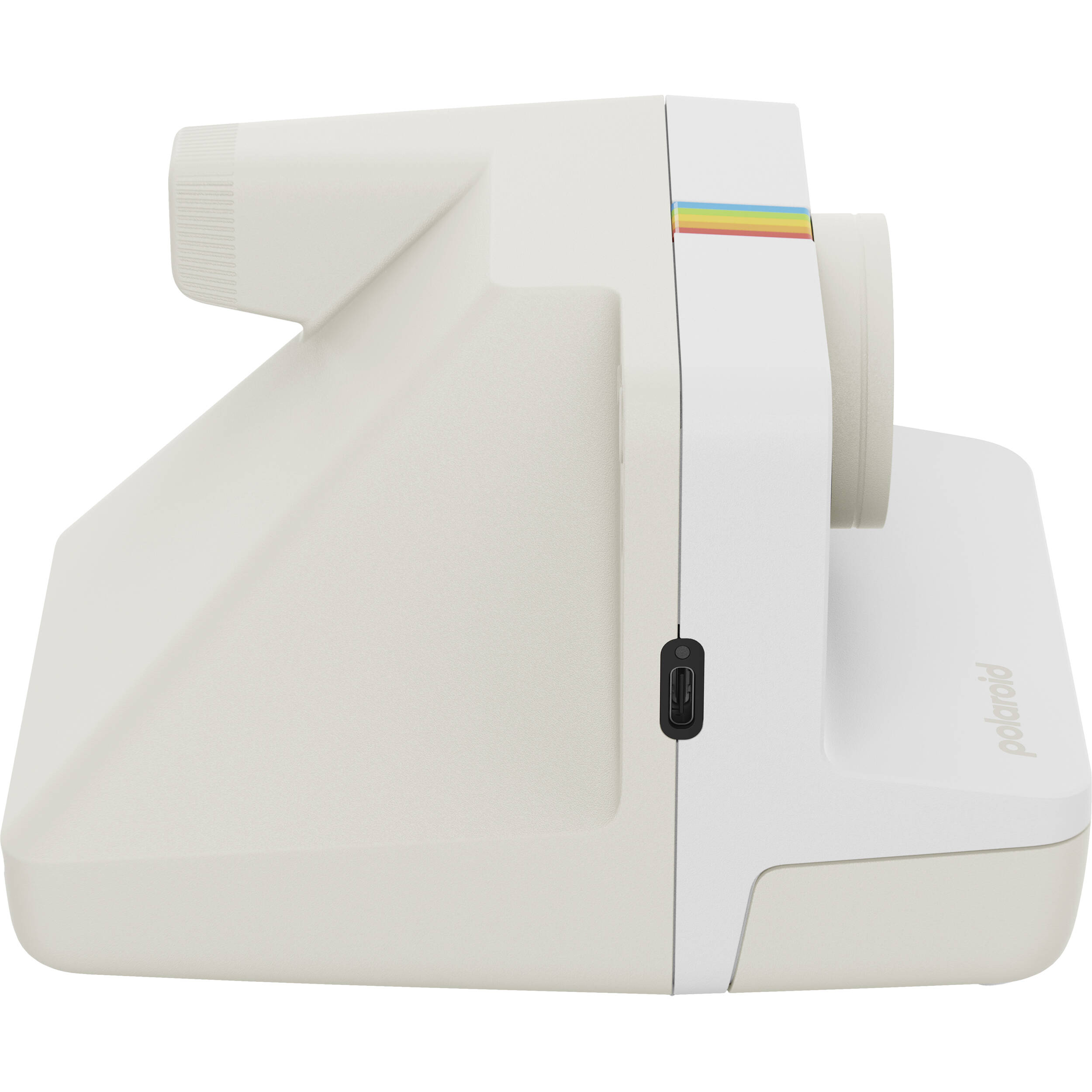 Polaroid Now Generation 3 Starter Set in white featuring upgraded two-lens autofocus, double exposure and self-timer modes, built-in tripod mount, USB-C rechargeable battery, made with 40% recycled plastics, compatible with Polaroid i-Type and 600 film.