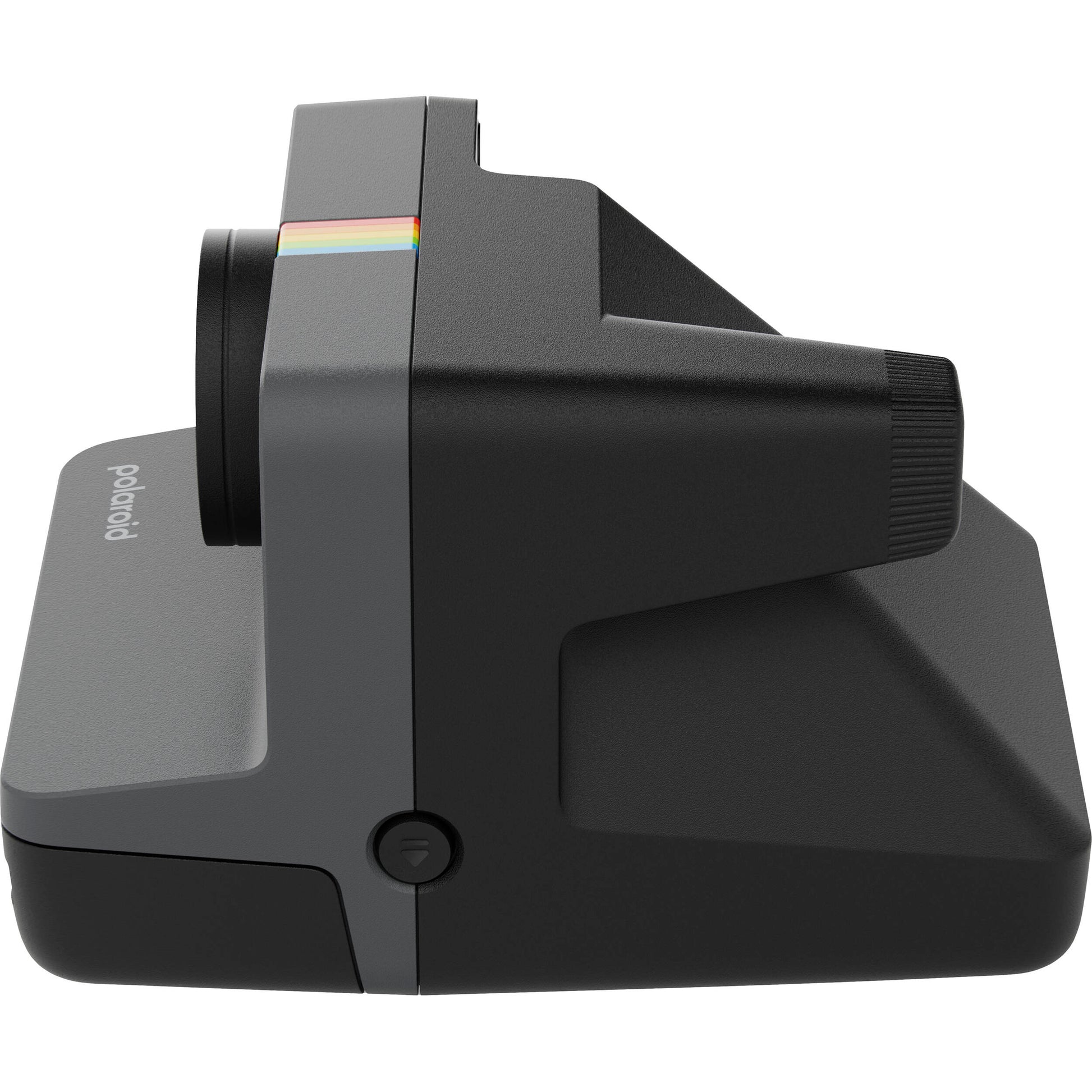 Polaroid Now+ Generation 3 Starter Set in black with two-lens autofocus system, aperture priority and manual modes via app control, self-timer and double exposure features, built-in flash, USB-C rechargeable battery, tripod mount, made with 40% recycled materials, compatible with Polaroid i-Type and 600 film.