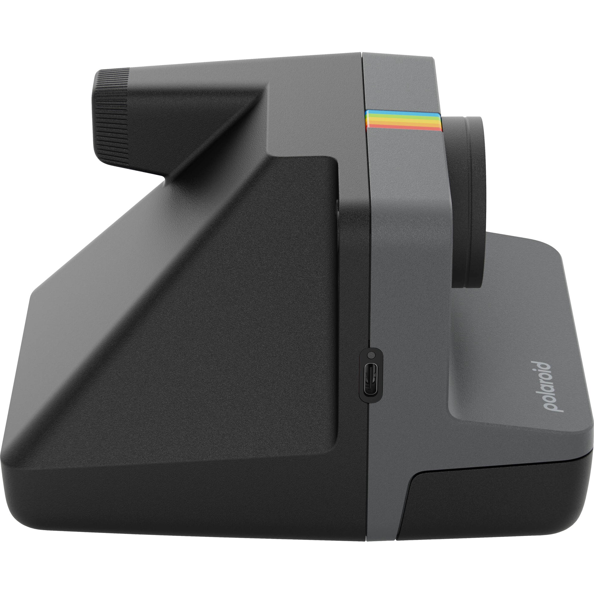 Polaroid Now+ Generation 3 Starter Set in black with two-lens autofocus system, aperture priority and manual modes via app control, self-timer and double exposure features, built-in flash, USB-C rechargeable battery, tripod mount, made with 40% recycled materials, compatible with Polaroid i-Type and 600 film.