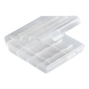 Clear plastic battery holder from Powerex. It can hold 4 AA or 4 AAA batteries.