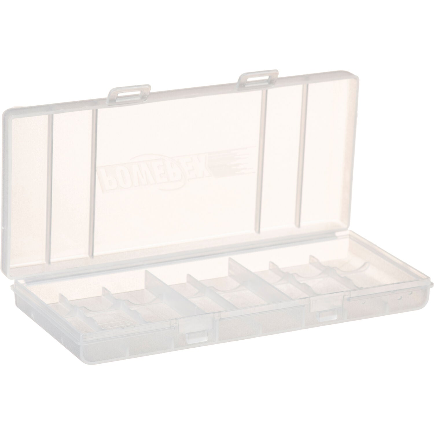 Clear plastic battery holder from Powerex.