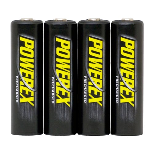 Powerex 4-pack AA 1.2V 2600mAh rechargeable NiMH batteries, precharged and ready to use.