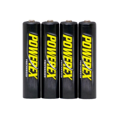 Powerex 4-pack AAA 1.2V 2600mAh rechargeable NiMH batteries, precharged and ready to use.