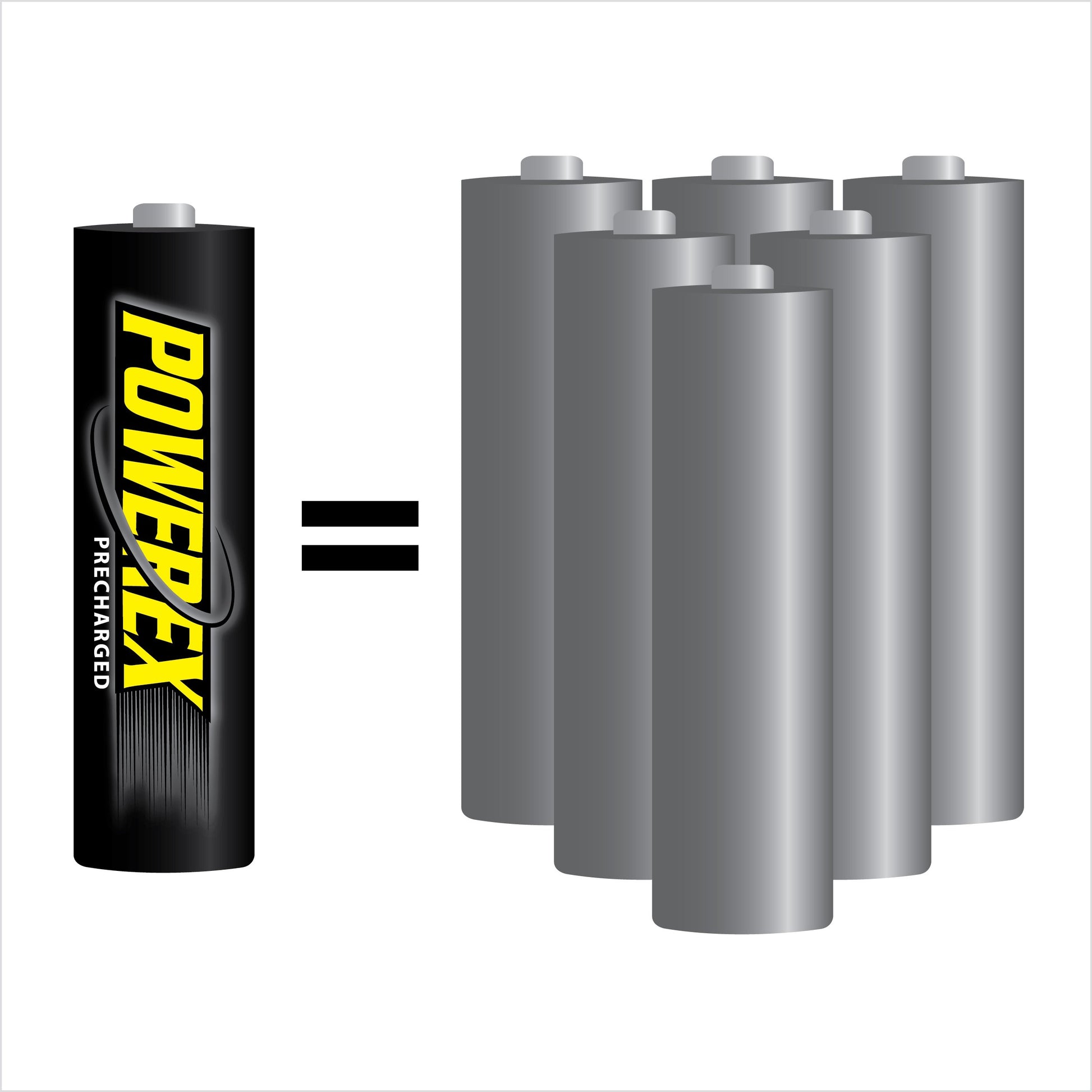 Powerex 4-pack AAA 1.2V 2600mAh rechargeable NiMH batteries, precharged and ready to use.