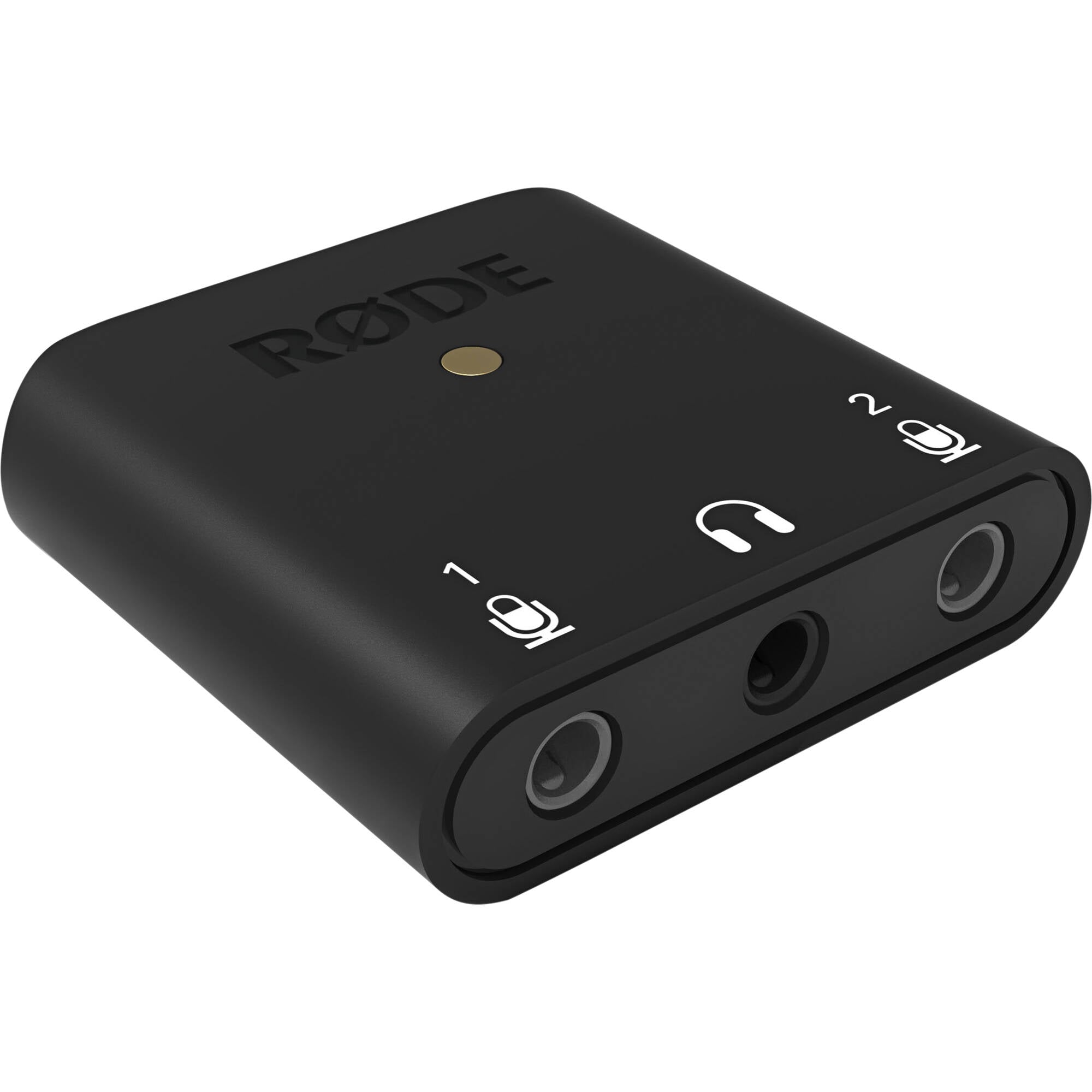 RØDE AI-Micro Ultra-Compact USB Type-C Audio Interface with dual 3.5mm inputs, USB connectivity, and compatibility with smartphones, tablets, and computers.