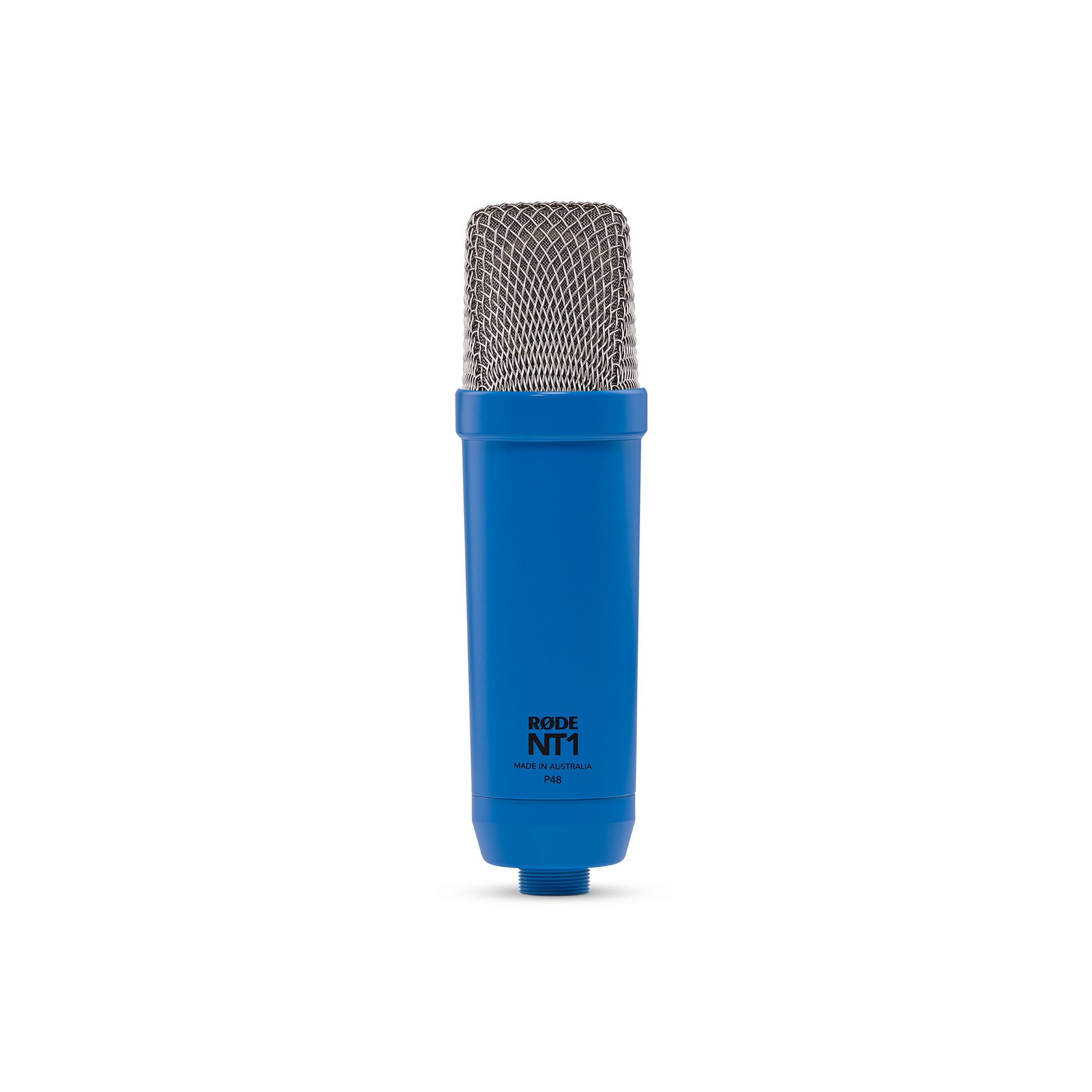 The iconic RODE NT1 large-diaphragm studio condenser microphone delivers rich bass, detailed midrange, and clear highs.