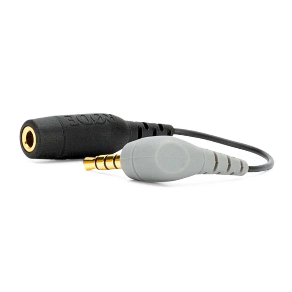 RODE SC4 TRS to TRRS Adaptor – compact audio cable for connecting microphones with 3.5mm TRS output to smartphones and devices with TRRS input.