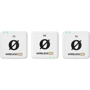 The dual wireless microphone is an ultra-compact, high-quality system for content creators. It features two transmitters and one receiver.