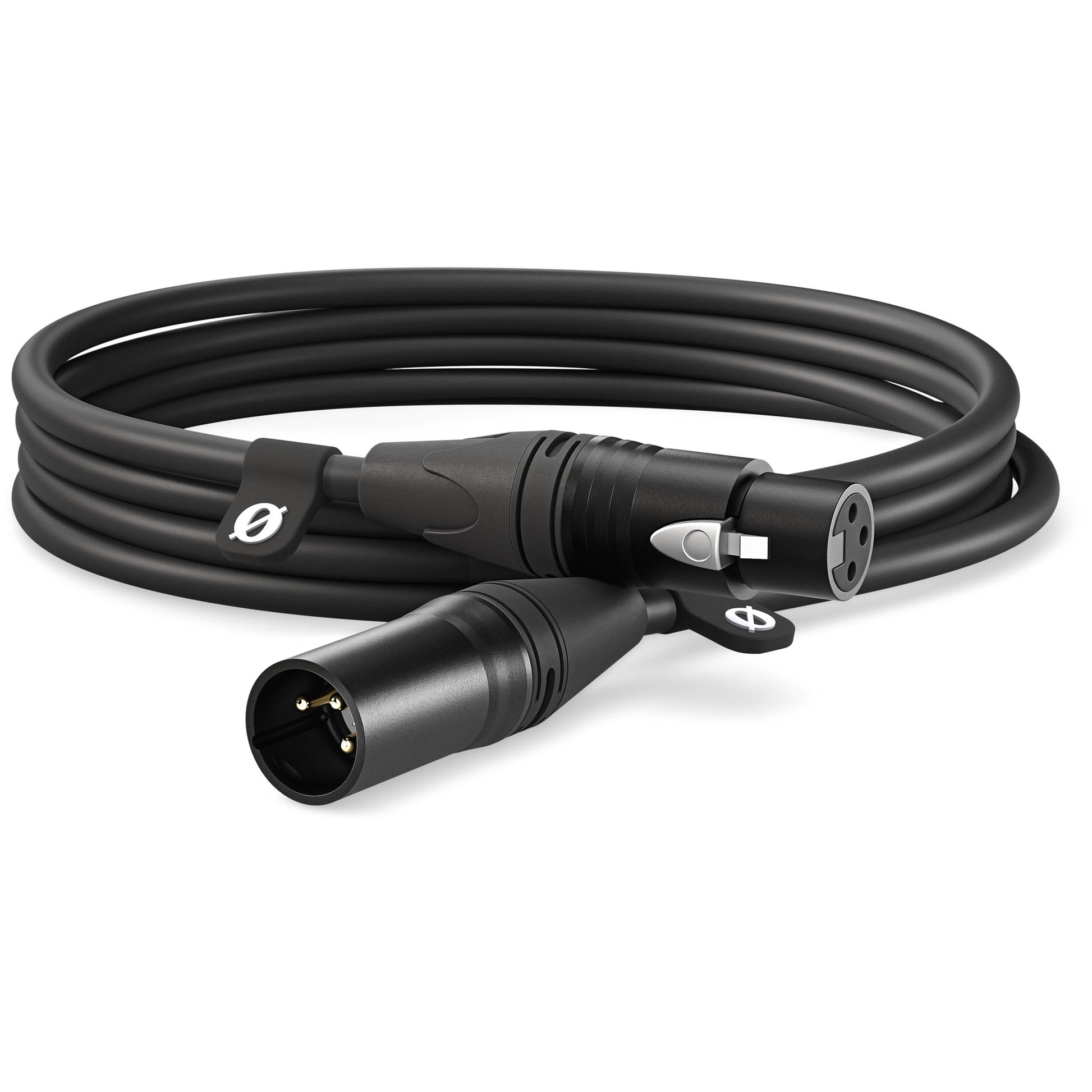 XLR cable for microphones, mixers, and audio gear, providing low-noise signal transfer.
