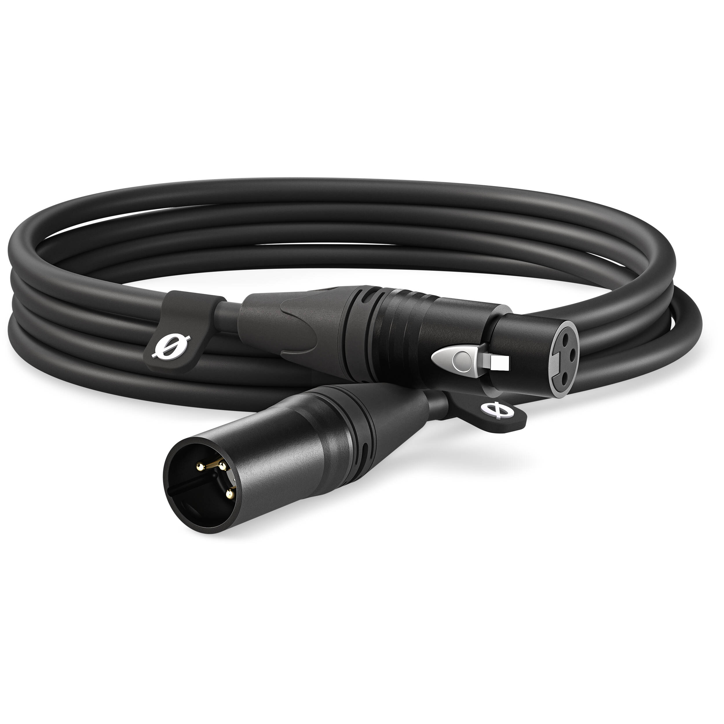 XLR cable for microphones, mixers, and audio gear, providing low-noise signal transfer.