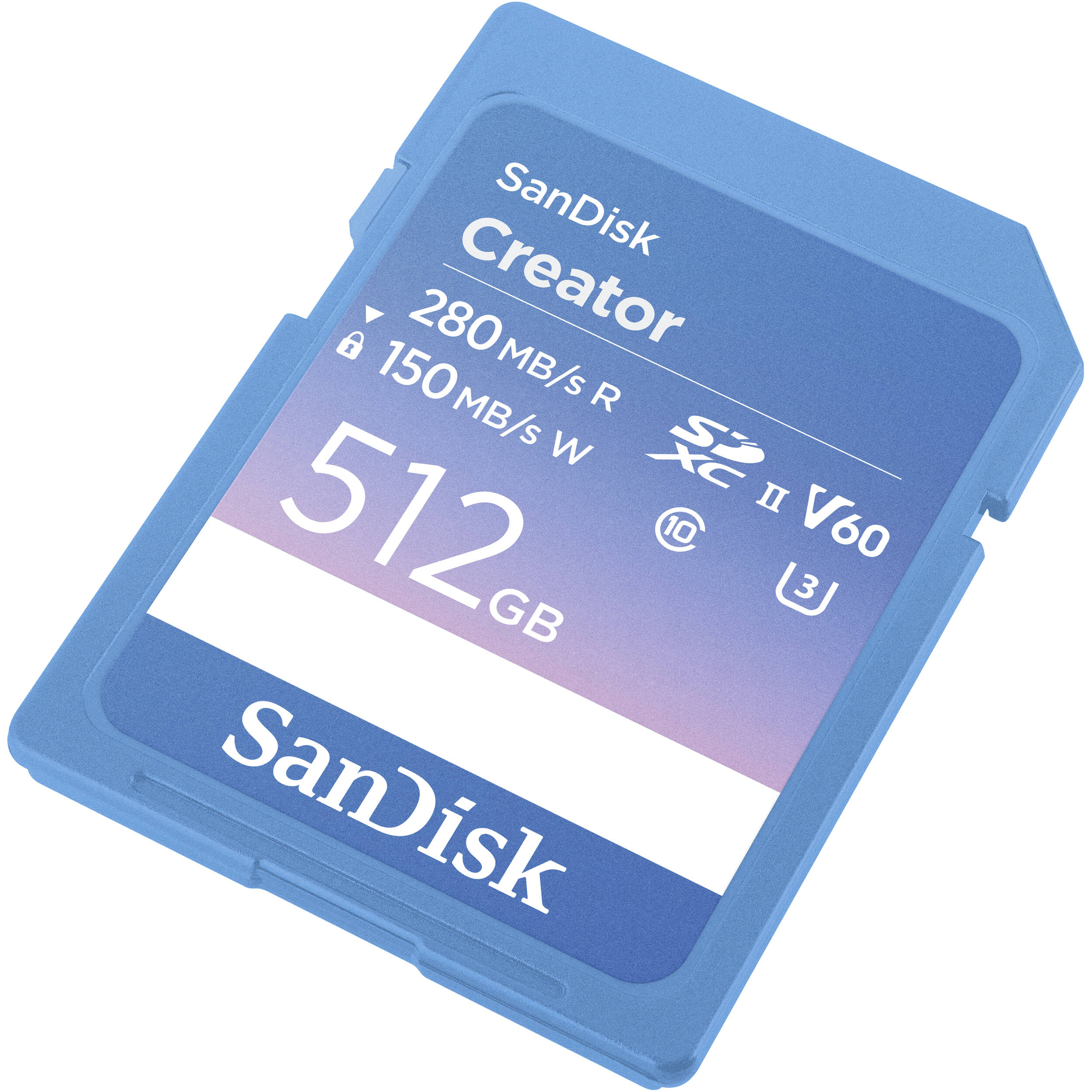 SanDisk Creator UHS-II SDXC Memory Card – high-speed storage solution designed for content creators, with fast read/write speeds and 4K video support.