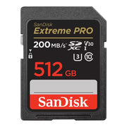 SanDisk Extreme Pro 512GB SD card on a white background