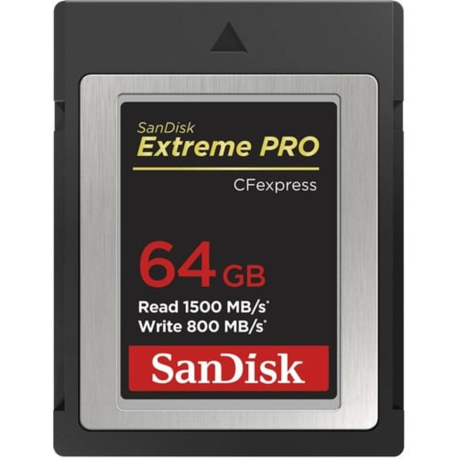 The 64GB Extreme PRO CFexpress Memory Card Type B boasts high-speed, consistent recording at read speeds of up to 1500MBs and 800MBs write speeds.
