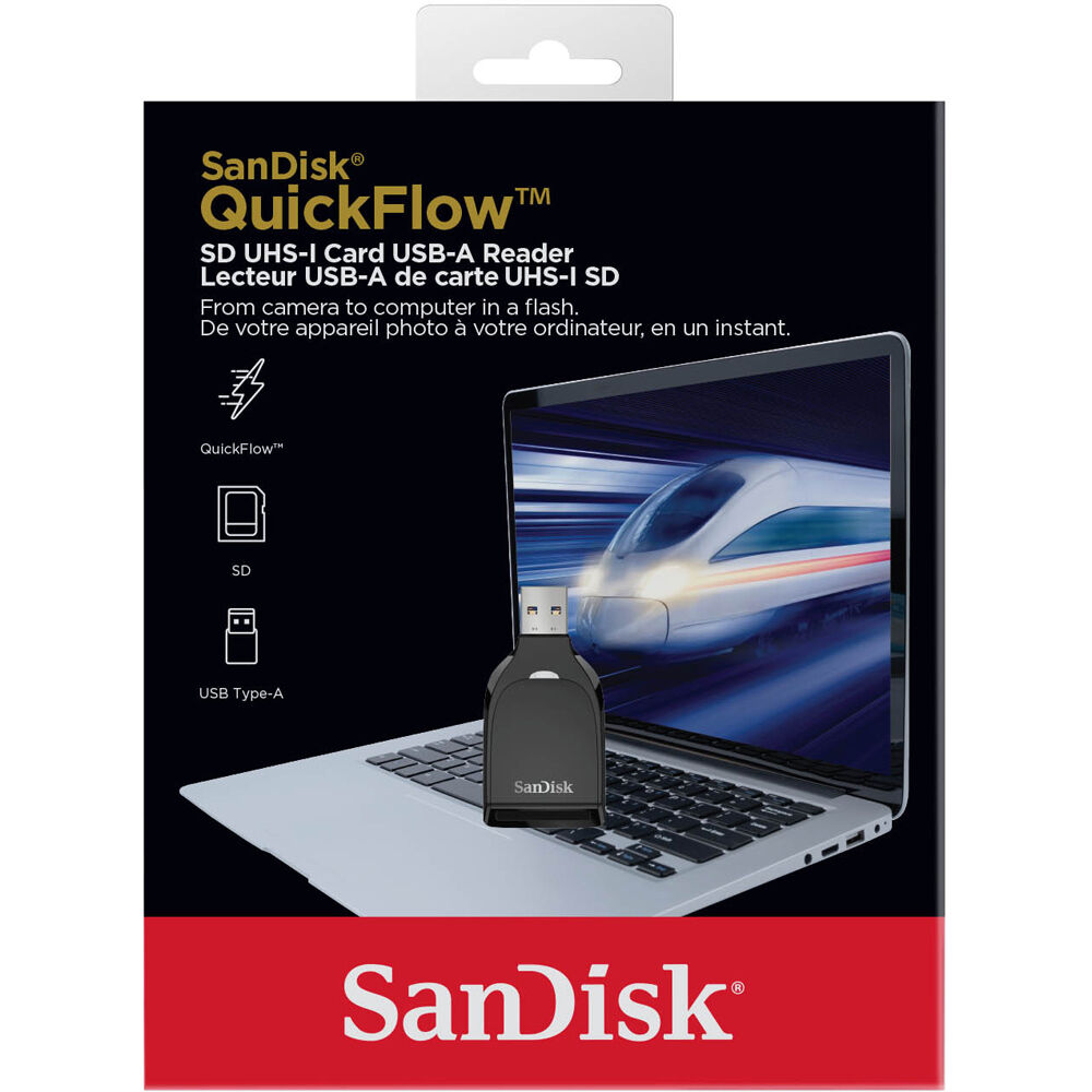 SanDisk QuickFlow SD UHS-I USB-A Reader for fast 4K video and RAW photo transfers up to 250MB/s
