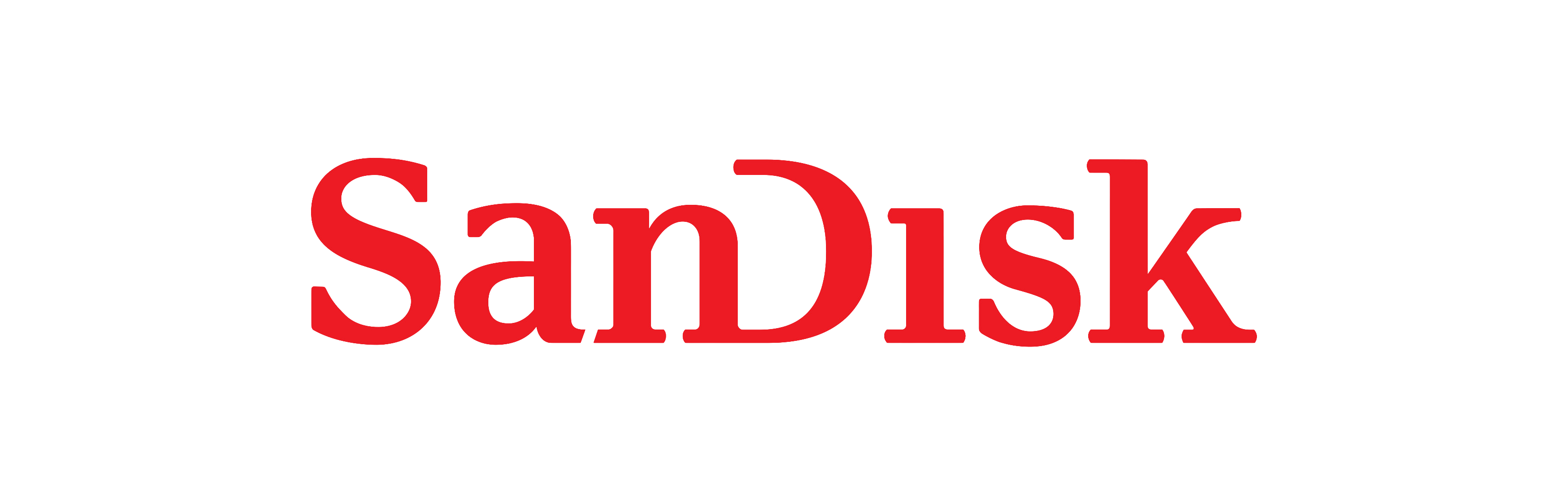 SanDisk logo in red on a white background