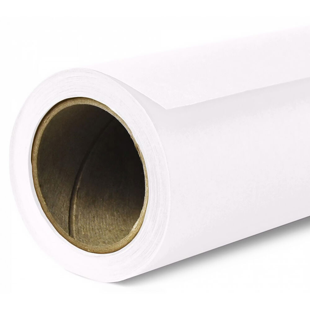 Pure White seamless paper backdrop roll.