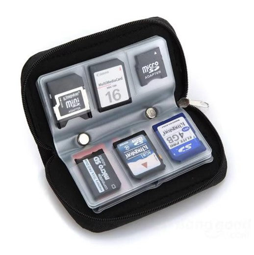 Selens memory card case with 20 slots, water-repellent and anti-static for secure card storage and organisation.