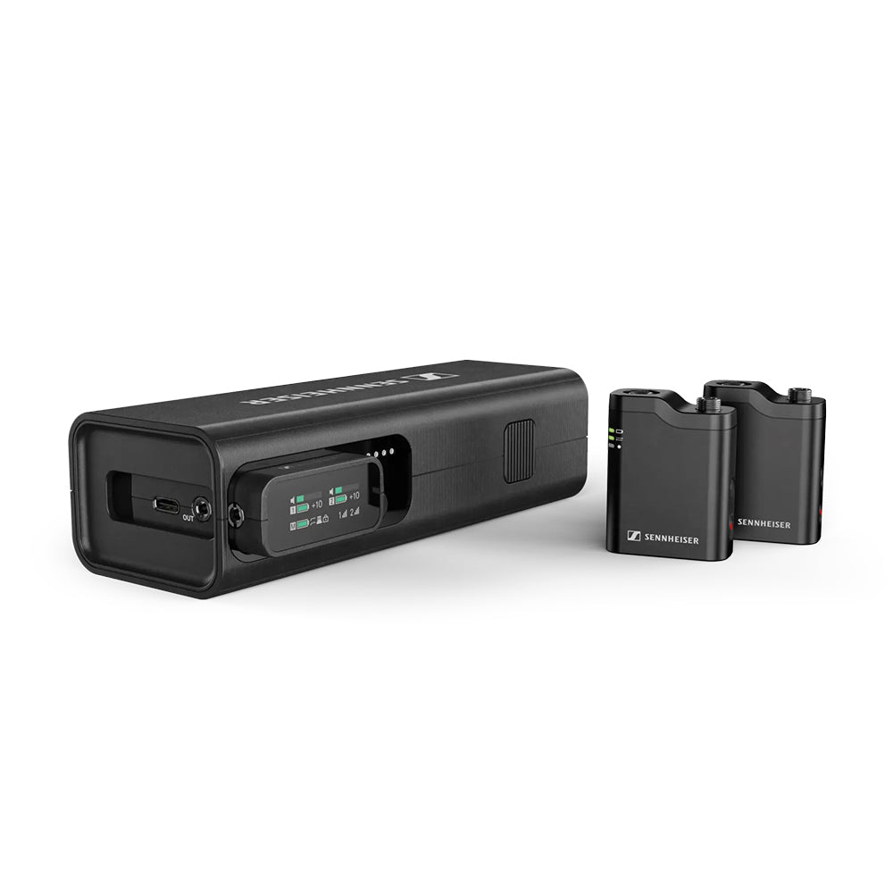 Capture pro audio effortlessly with the Sennheiser Profile Wireless 2 channel system featuring clip-on mics, handheld use, internal recording and easy setup.