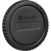 Sensei Body Cap with durable black plastic that securely fits on lens mount to protect camera sensor and internal components from dust, moisture, and damage, with finger-grip edges for easy attachment and removal.
